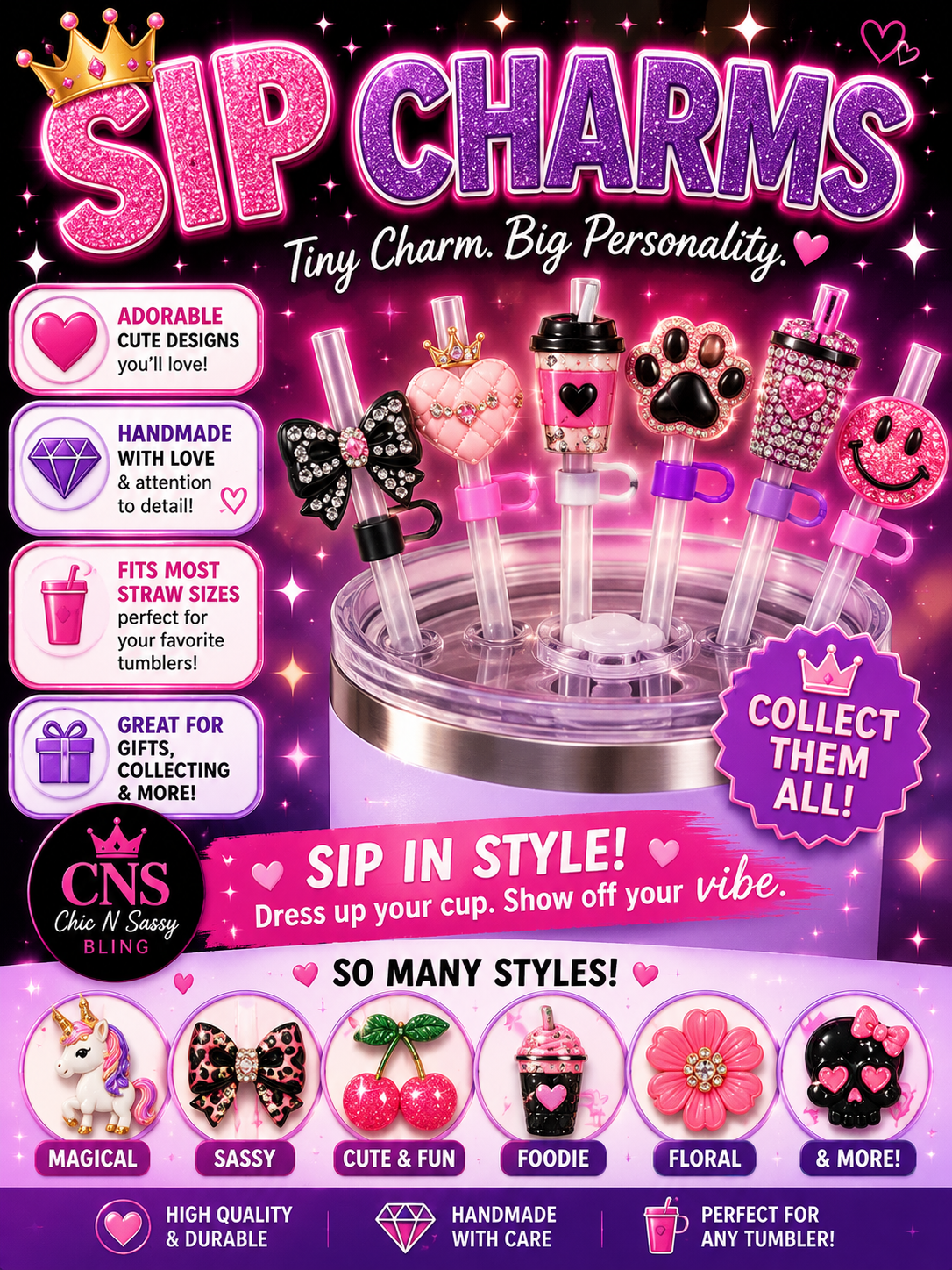 Sip Charms - 3D Straw Toppers (Stanley Size)